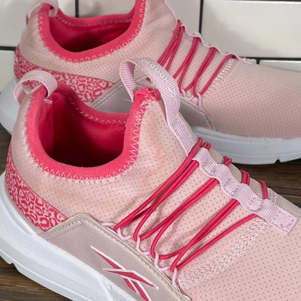 Reebok Youth Girls Size 6 Shoes Pink White Lightweight Slip On Trainers Sneakers
